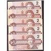 Image 1 : 5x 1986 Bank of Canada $2.00 Bank notes