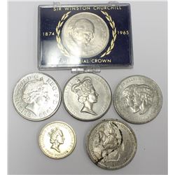 6x British Crown Coin Set Silver Jubilee Churchill Princess Diana