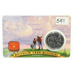 1999 25 cent Millenium Card Coin Royal Canadian Mint