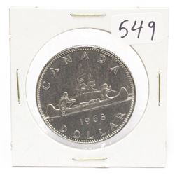 1968 Canada Voyageur $1 Canoe Dollar Coin