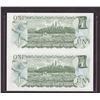 Image 2 : Uncut Sheet 2x 1973 Bank of Canada $1.00 Bank notes