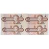 Image 1 : Uncut Sheet 4x 1986 Bank of Canada $2.00 Bank notes