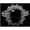 Image 1 : 3.35 ctw Green Tourmaline and Diamond Ring - 14KT White Gold