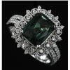 Image 3 : 3.35 ctw Green Tourmaline and Diamond Ring - 14KT White Gold