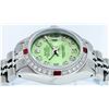 Image 6 : Rolex Ladies Stainless Steel Green Diamond & Ruby Datejust Wristwatch