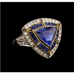 3.06 ctw Sapphire and Diamond Ring - 18KT Yellow Gold