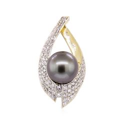 2.35 ctw Tahitian Pearl and Diamond Pendant - 14KT Yellow Gold