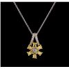 Image 1 : 0.85 ctw Diamond Pendant With Chain - 18KT Two-Tone Gold