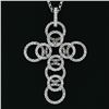 Image 2 : 18K White Gold 2.08 ctw Shared Prong Diamond Multi Circle Cross Pendant Necklace