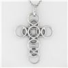 Image 6 : 18K White Gold 2.08 ctw Shared Prong Diamond Multi Circle Cross Pendant Necklace