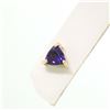 Image 6 : 14k Yellow Gold 1.20 ctw Prong Set Trillion Cut Amethyst Solitaire Stud Earrings