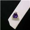 Image 8 : 14k Yellow Gold 1.20 ctw Prong Set Trillion Cut Amethyst Solitaire Stud Earrings