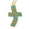 Image 2 : 18k Yellow Gold  Flexible Movable Turquoise Bead Cross Pendant Chain