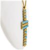 Image 6 : 18k Yellow Gold  Flexible Movable Turquoise Bead Cross Pendant Chain