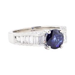 2.60 ctw Sapphire And Diamond Ring - 18KT White Gold