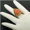 Image 3 : 18k Yellow Gold Large Cabochon FINE Coral Nugget Textured Solitaire Ring