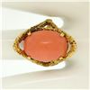 Image 4 : 18k Yellow Gold Large Cabochon FINE Coral Nugget Textured Solitaire Ring