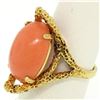 Image 5 : 18k Yellow Gold Large Cabochon FINE Coral Nugget Textured Solitaire Ring