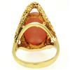 Image 7 : 18k Yellow Gold Large Cabochon FINE Coral Nugget Textured Solitaire Ring