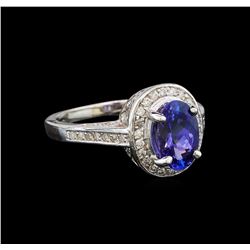 14KT White Gold 1.48 ctw Tanzanite and Diamond Ring