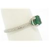 Image 2 : Platinum Etched Petite QUALITY .51 ctw Emerald Solitaire Ring Engagement