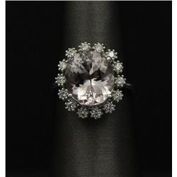 5.18 ctw Morganite and Diamond Ring - 14KT White Gold