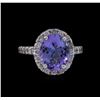 Image 2 : 2.97 ctw Tanzanite and Diamond Ring - 14KT White Gold