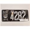 Image 1 : Porcelain Enamel Metal 1919 Saskatchewan License Plate