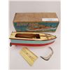 Image 2 : Battery Operated Wooden Motor Boat w/Original Box