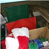 Image 2 : BOX OF NEW CHRISTMAS DECOR,   CHRISTMAS STAND, AND FOLDING CRATES