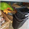 Image 1 : LOT OF VINTAGE TRAYS WICKER TRAY AND STUFFED FROG AND WASTE BINS