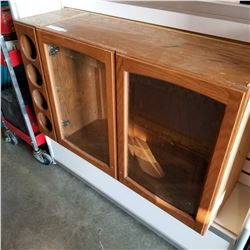 OAK KITCHEN OVERHEAD CABINET W/ BUILT IN WINE RACK