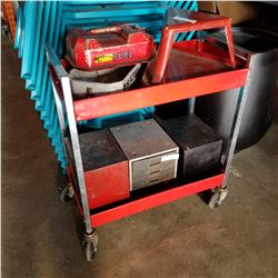 RED ROLLING METAL SHOP CART