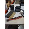 Image 1 : PORTABLE DVD PLAYER, SMALL SPACE HEATER, CLOCK, BIKE PUMP, AND GUN CLEANING KIT