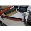 Image 4 : PORTABLE DVD PLAYER, SMALL SPACE HEATER, CLOCK, BIKE PUMP, AND GUN CLEANING KIT