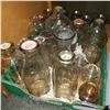 Image 1 : TRAY OF MOSTLY VINTAGE GLASS MILK BOTTLES AND GLASS JARS