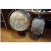 Image 1 : METAL TABLE LAMP W/ GLASS SHADE AND GLOBEMASTER GLOBE