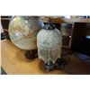 Image 2 : METAL TABLE LAMP W/ GLASS SHADE AND GLOBEMASTER GLOBE