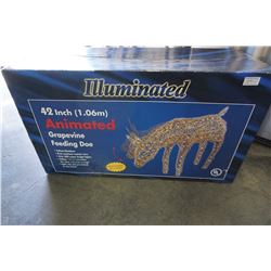 ILLUMINATED 42" ANIMATED GRAPEVINE FEEDING DOE NEW IN BOX