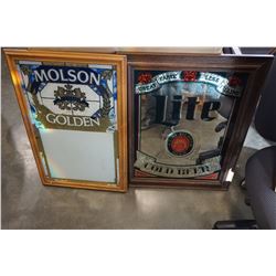 MOLSON GOLDOEN AND PILSNER LITE BEER MIRRORED ADVERT