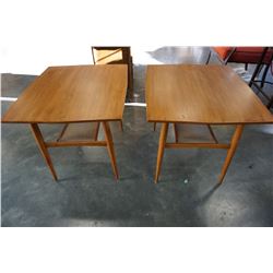 PAIR OF VINTAGE TEAK MCM 2 TIER END TABLES