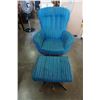 Image 1 : MCM BLUE CHANNEL BACK SWED FURN SLATTE MOBLER AB CHAIR AND FOOT STOOL