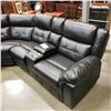 Image 2 : BRAND NEW TUFTED BLACK LEATHER 3 PIECE SECTIONAL SOFA, POWER RECLINING, UNDERLIGHTING, CONSOLE AND C