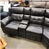 Image 3 : BRAND NEW TUFTED BLACK LEATHER 3 PIECE SECTIONAL SOFA, POWER RECLINING, UNDERLIGHTING, CONSOLE AND C