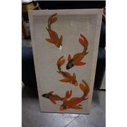 SIGNED SHAHEEN KOI FISH ON FABRIC