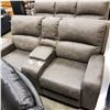 Image 2 : BRAND NEW PERTH RECLINING SOFA AND LOVESEAT, GREY PALOMINO FABRIC,WITH CONSOLE AND CUPHOLDERS, RETAI