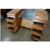 Image 2 : ANTIQUE WATERFALL DOUBLE PEDESTAL VANITY W/ MIRROR