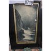 Image 2 : ANTIQUE SMALL PRINT IN BLACK FRAME THE CLIFFS ON STAND