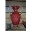 Image 2 : CRANBERRY GLASS VASE AND BASKET