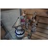 Image 2 : REPAIRED LADY FIGURES DELFT SALT SHAKER, DISH, AND CANDLE HOLDER